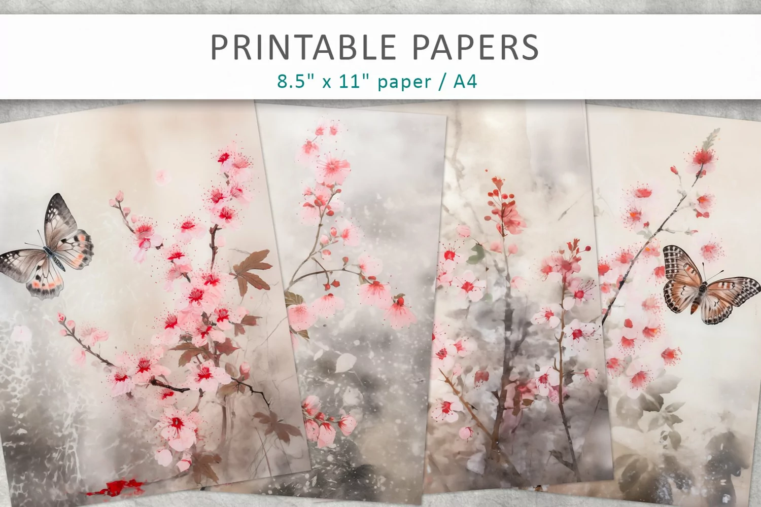 Butterfly And Flowers Junk Journal Kit, Digital Papers product image 1