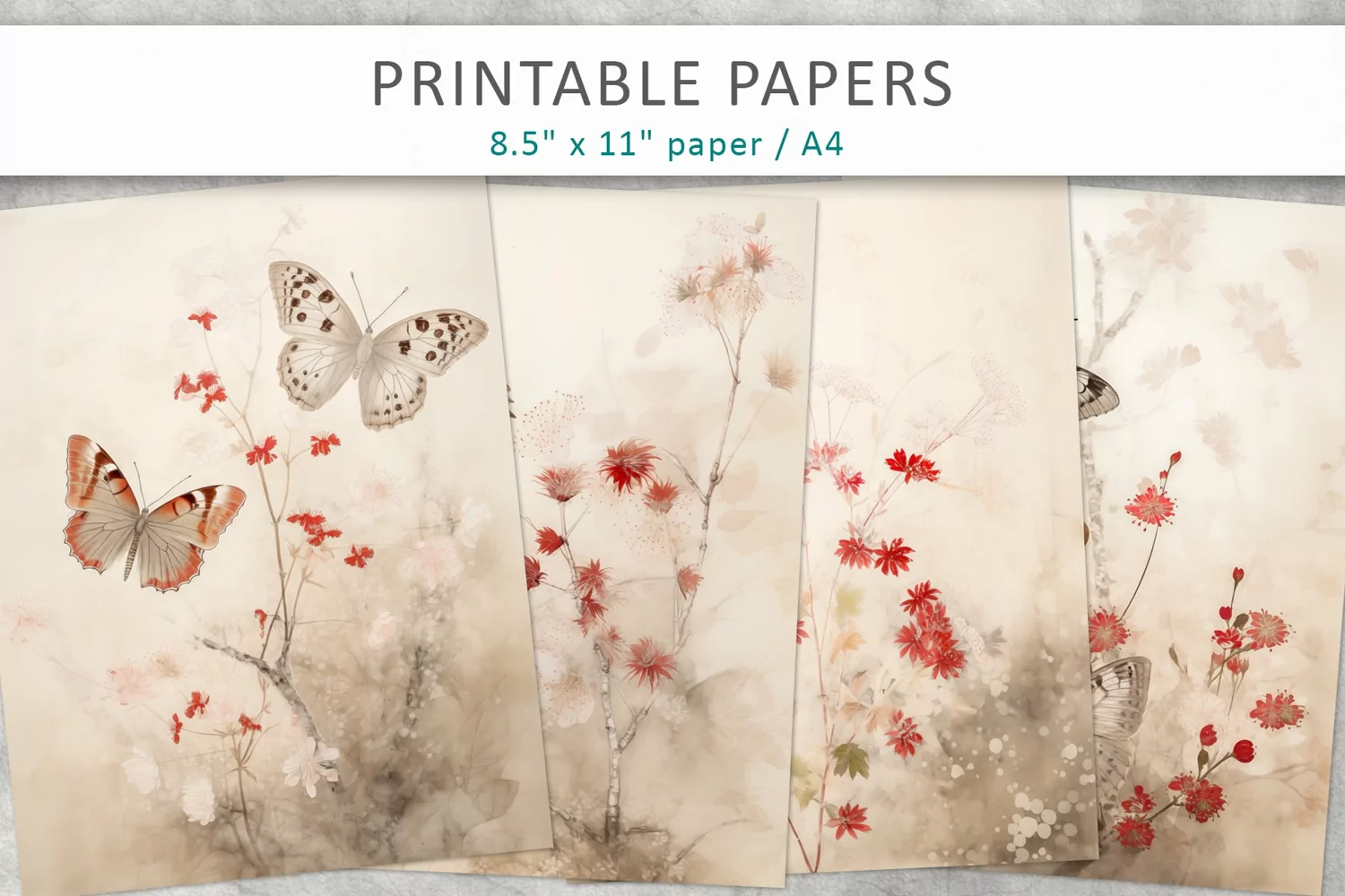 Butterfly Journal Pages, Printable Paper product image 1
