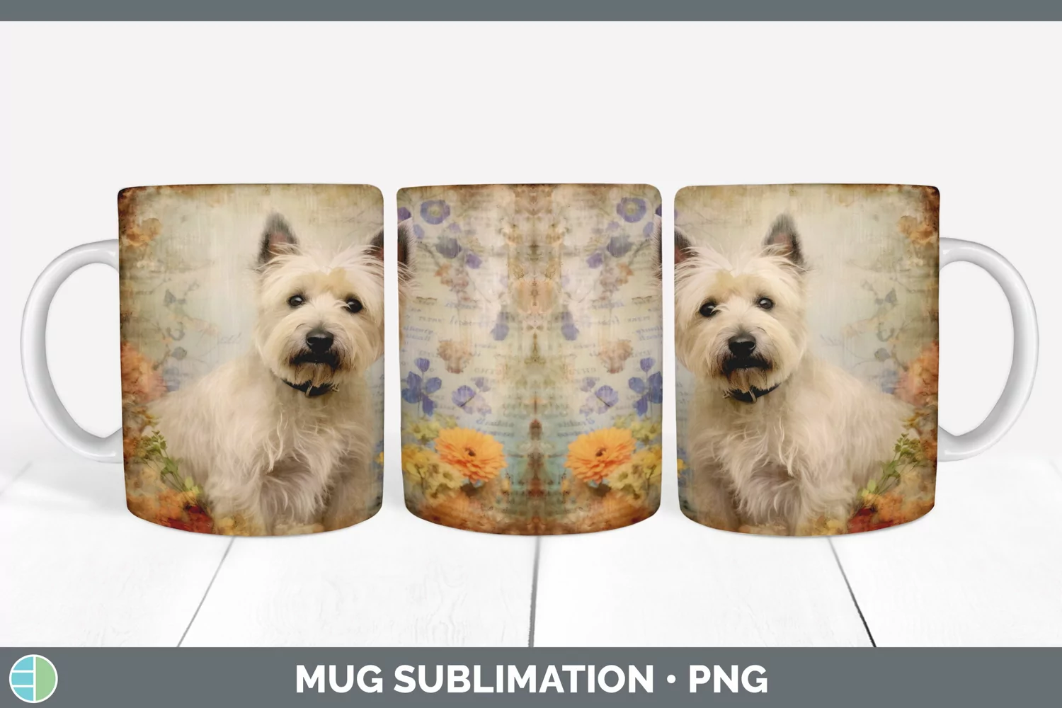 GorgeousDecoupage Cairn Terriers Mug Wrap design.