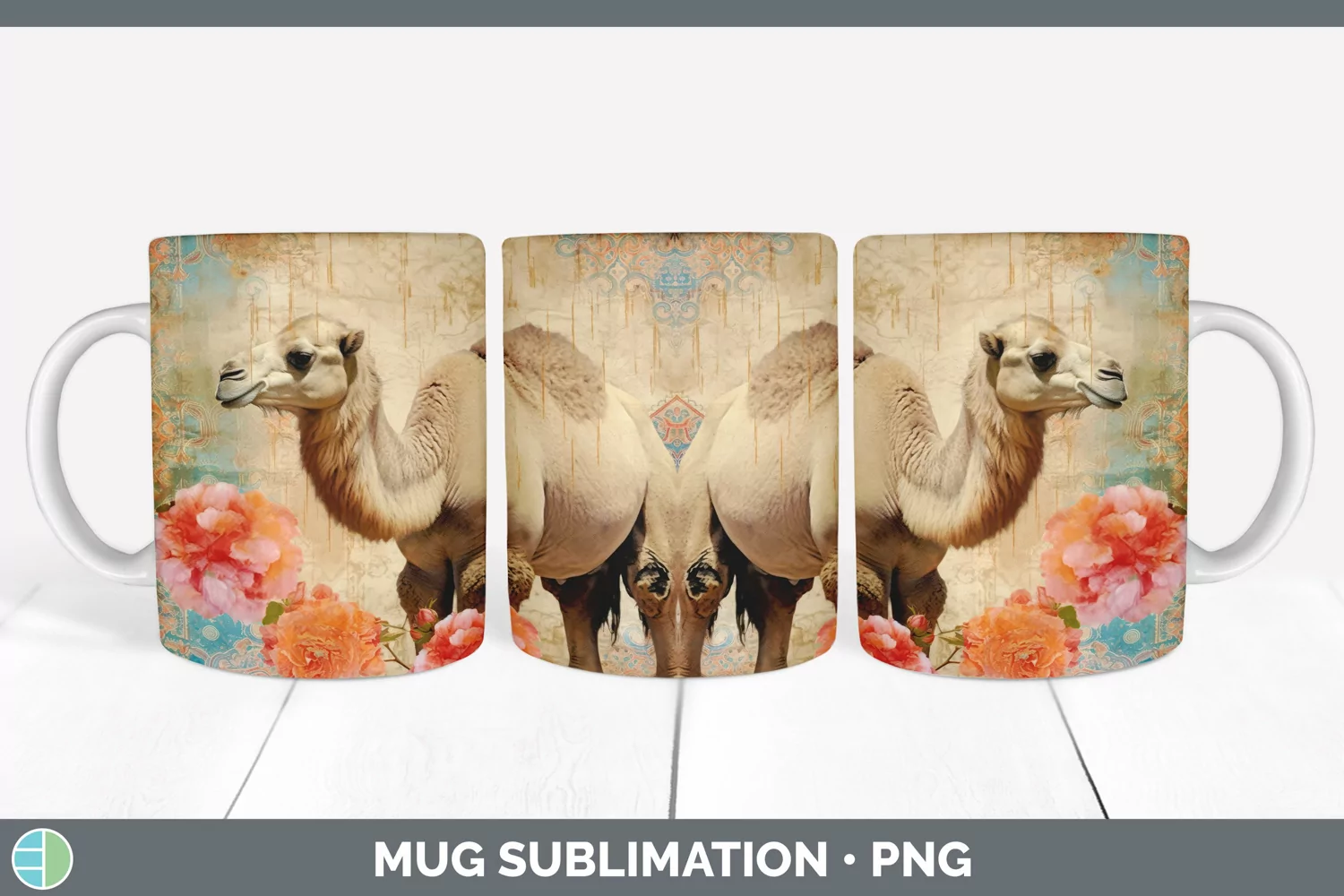 GorgeousDecoupage Camels Mug Wrap design.