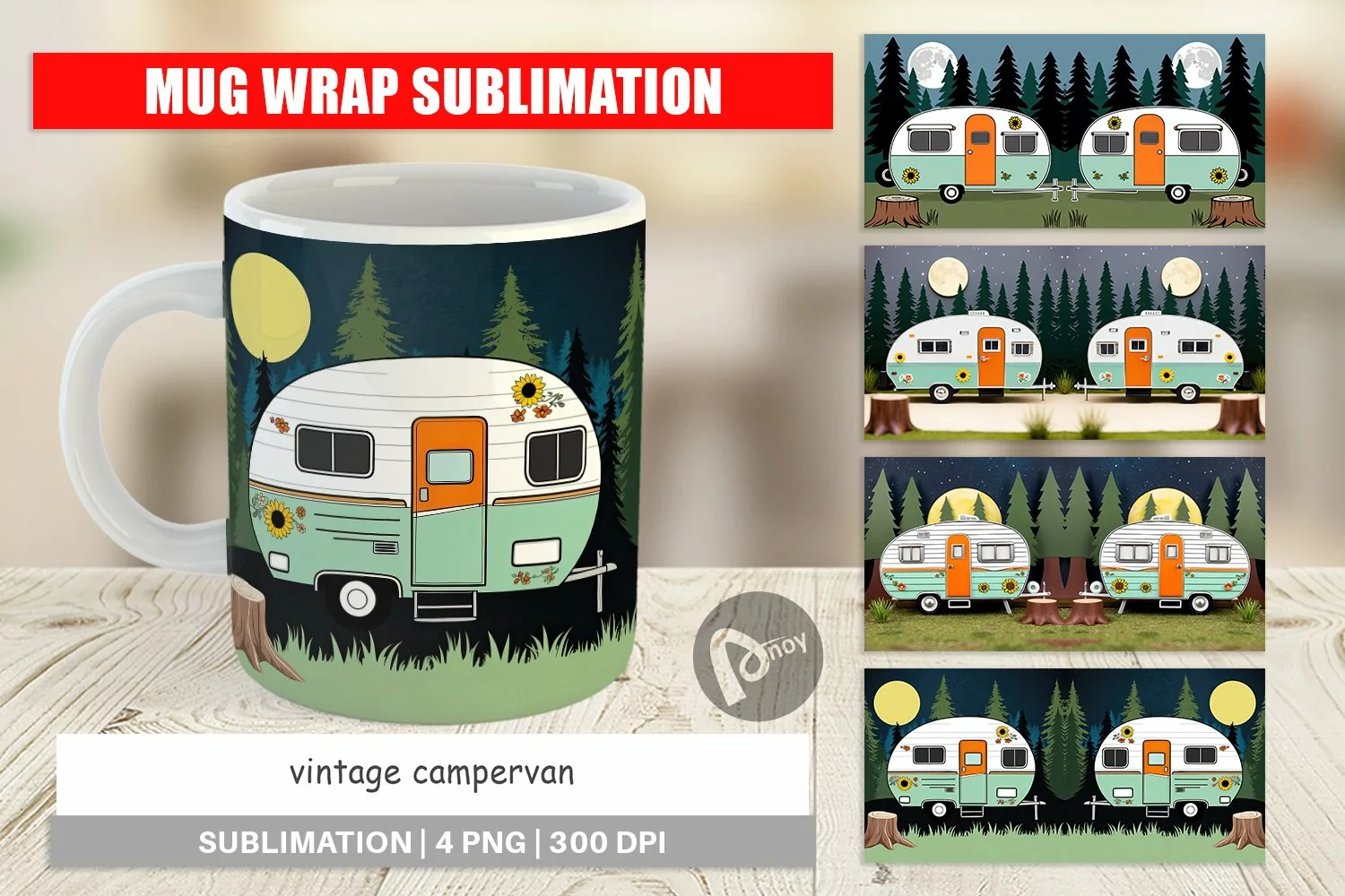 Mug Wrap Design Vintage Campervan product image 1