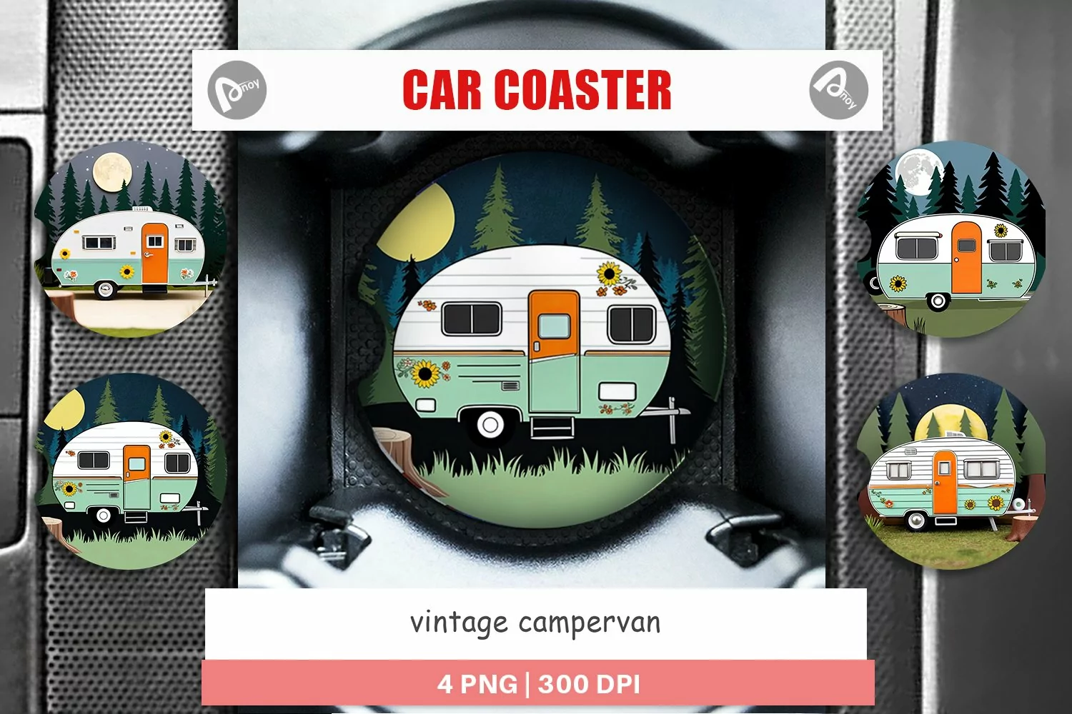 Car Coaster Vintage Campervan product image 1