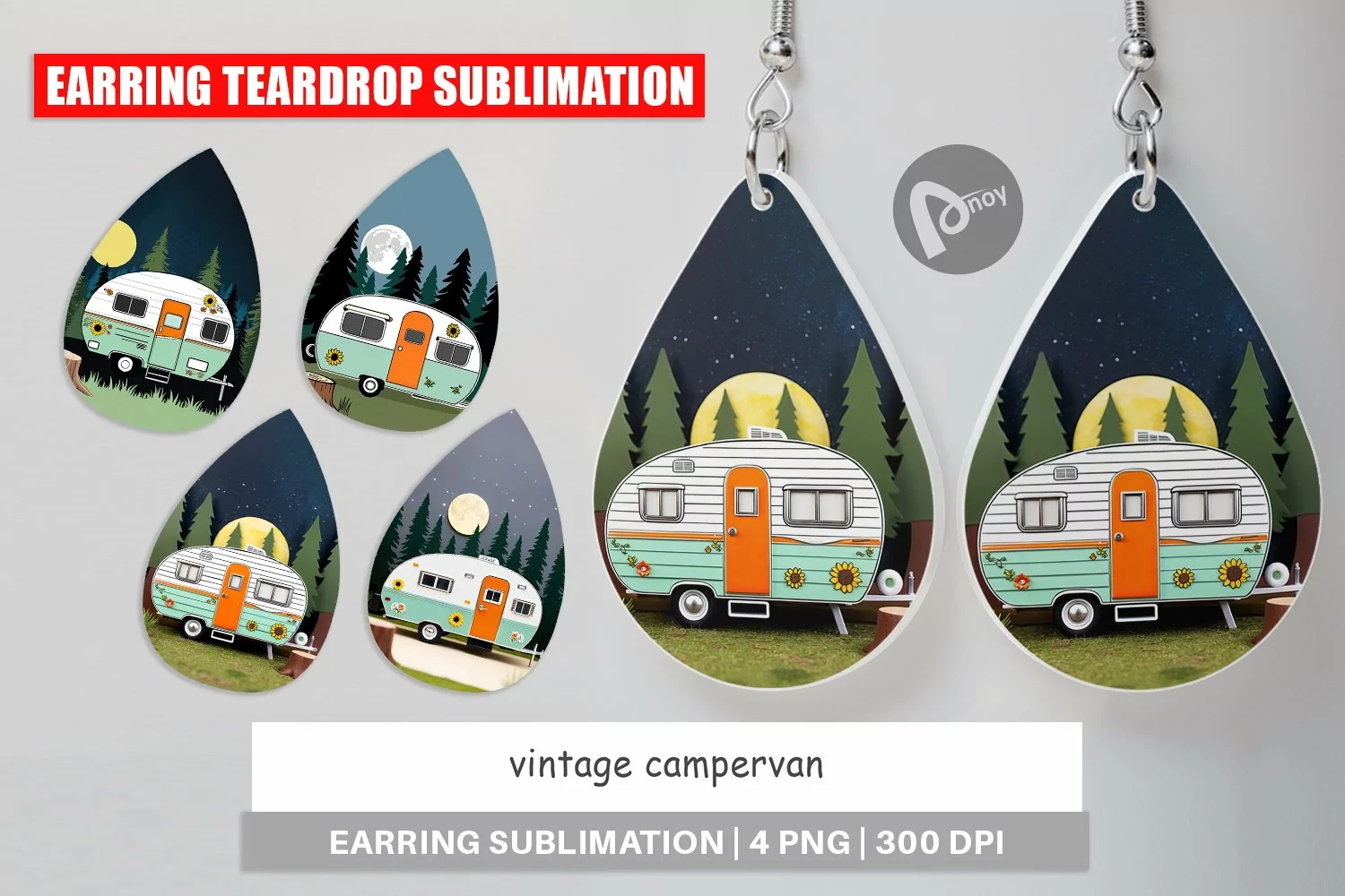 Earring Teardrop Vintage Campervan product image 1