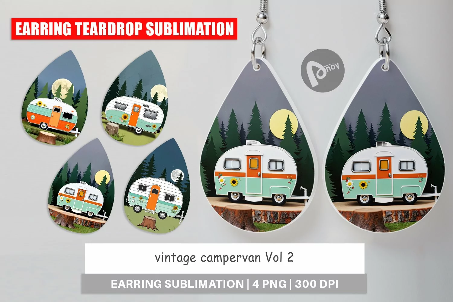 Earring Teardrop Vintage Campervan product image 1