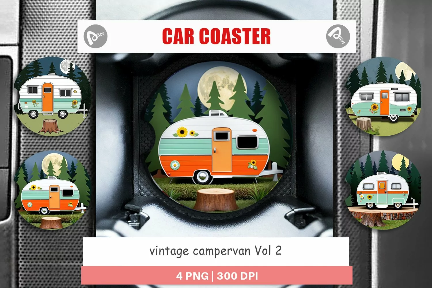 Car Coaster Vintage Campervan product image 1