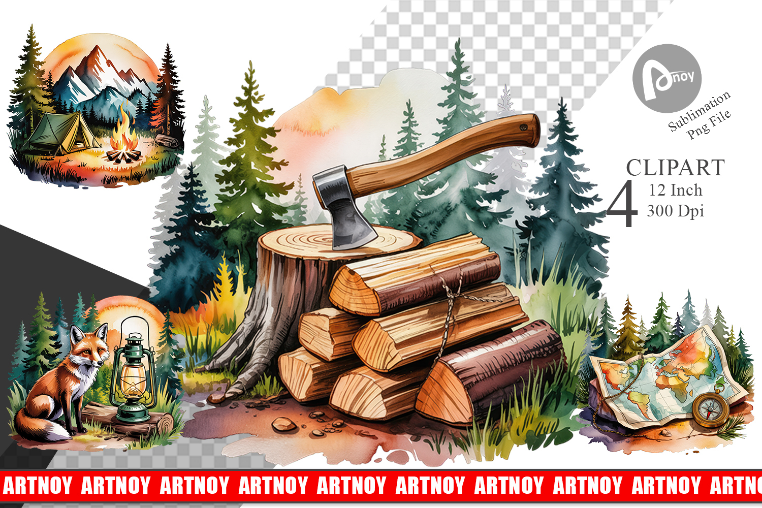 Vintage Camping Vibes Clipart product image 1