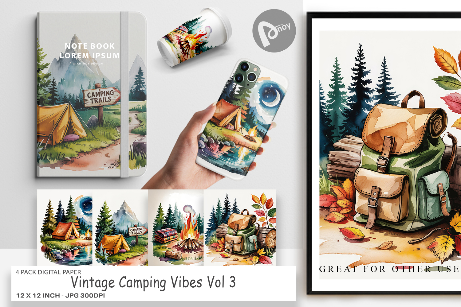 Digital Paper Vintage Camping Vibes product image 1