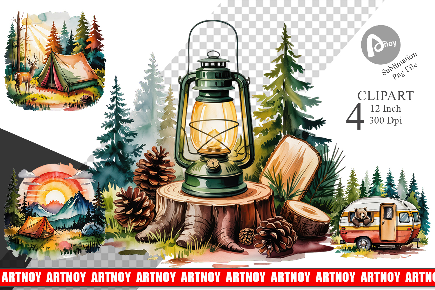 Vintage Camping Vibes Clipart product image 1