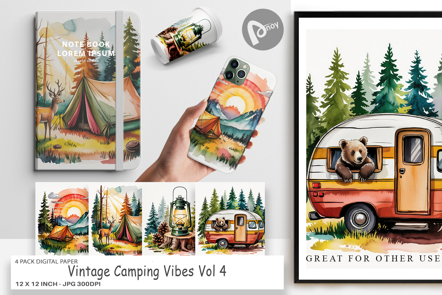 Digital Paper Vintage Camping Vibes product image 1