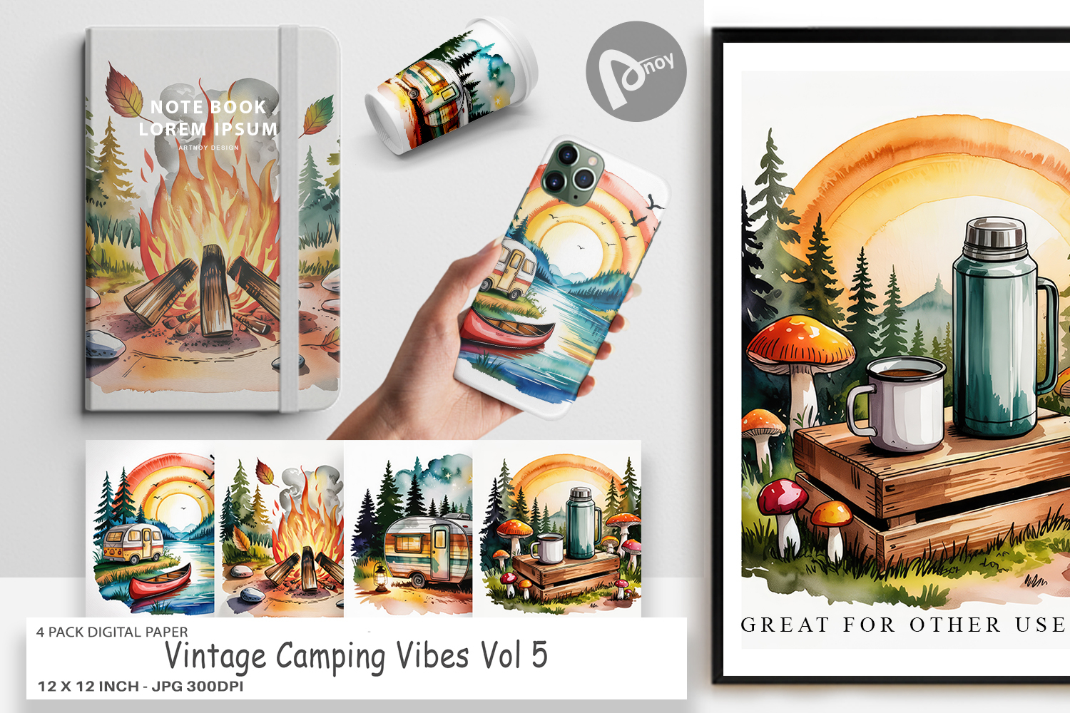 Digital Paper Vintage Camping Vibes product image 1