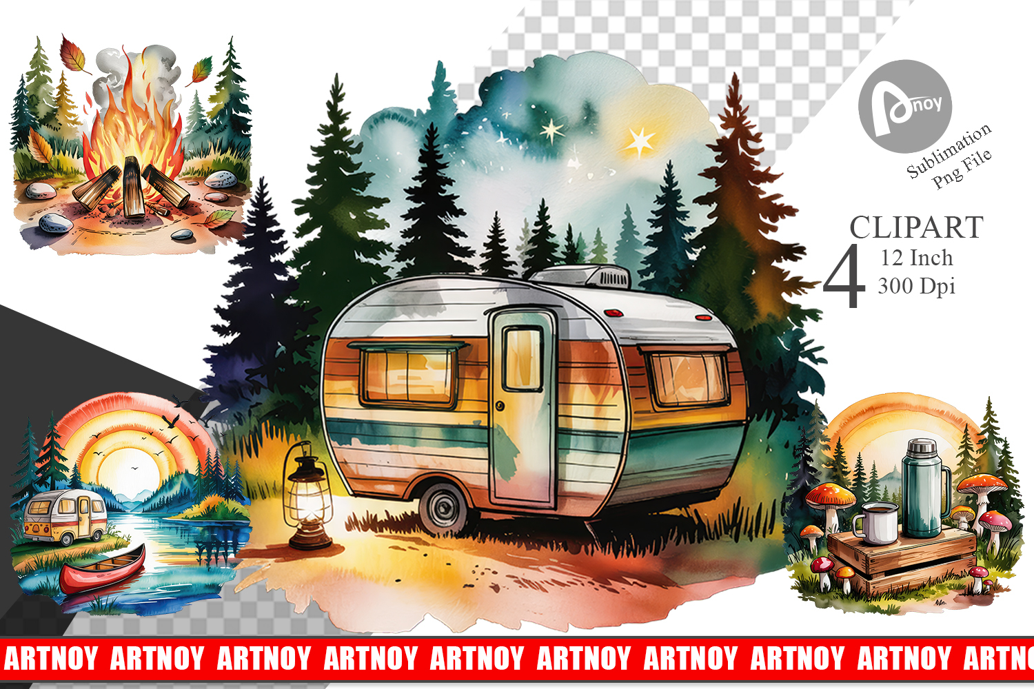 Vintage Camping Vibes Clipart product image 1