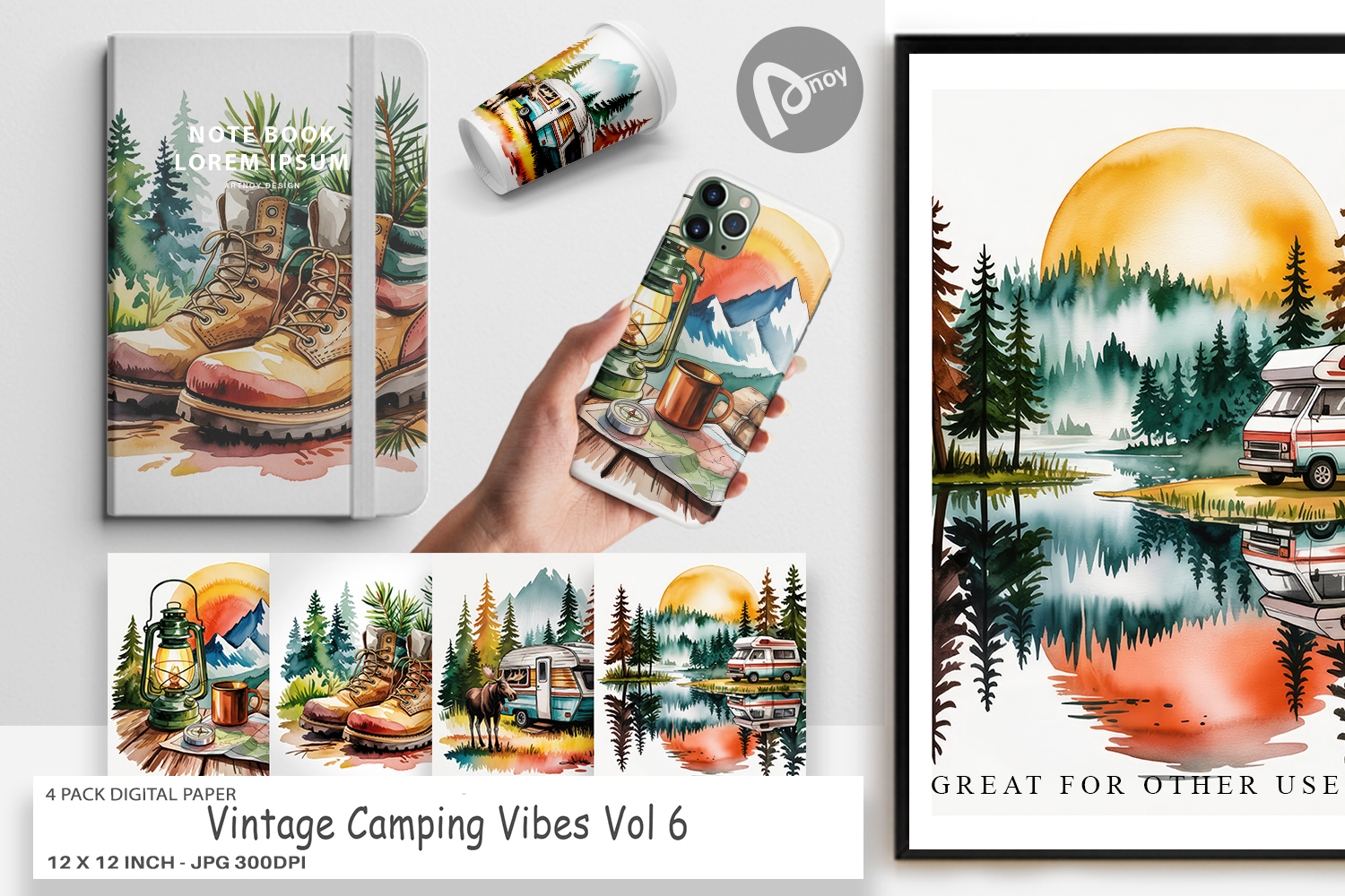 Digital Paper Vintage Camping Vibes product image 1