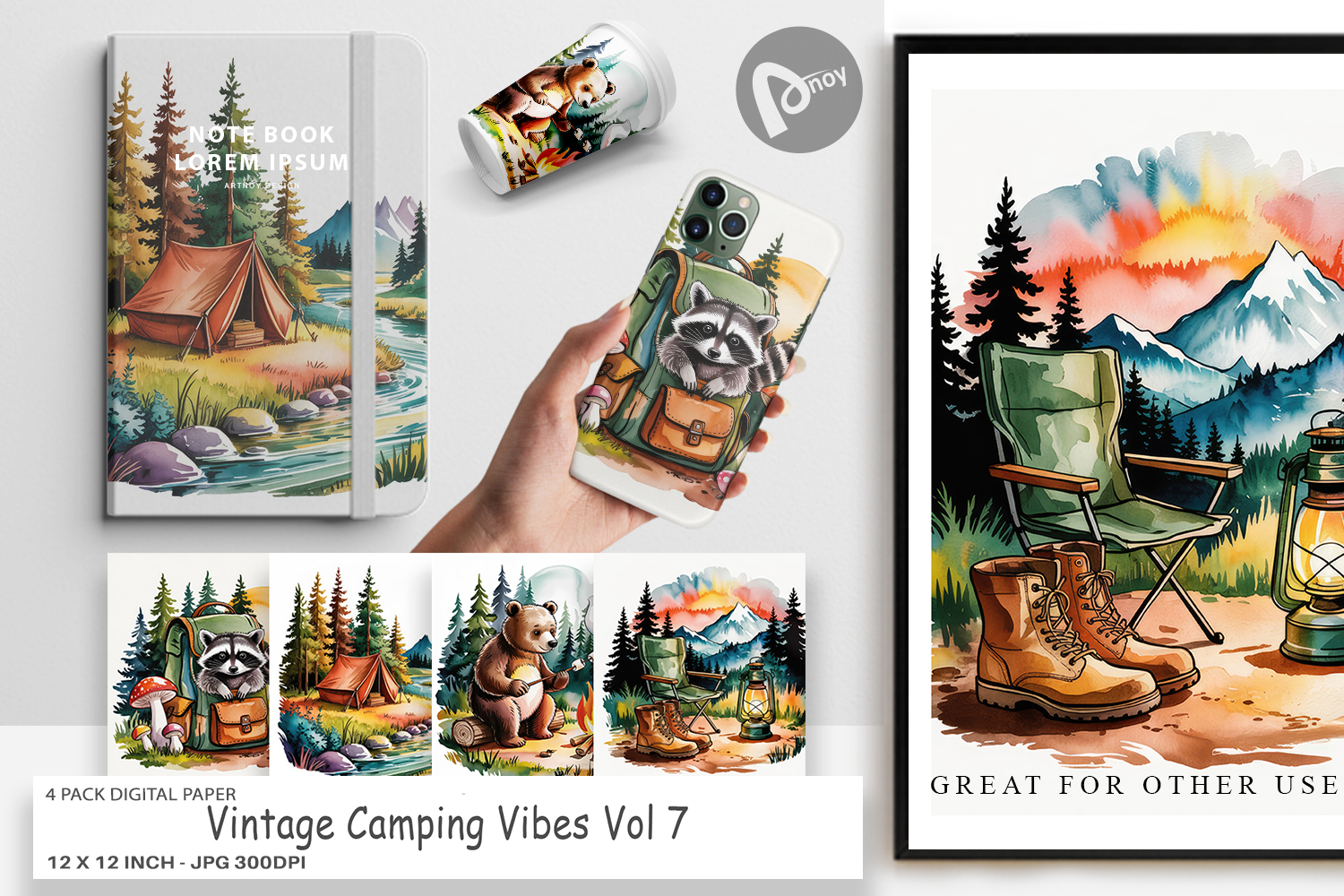 Digital Paper Vintage Camping Vibes product image 1