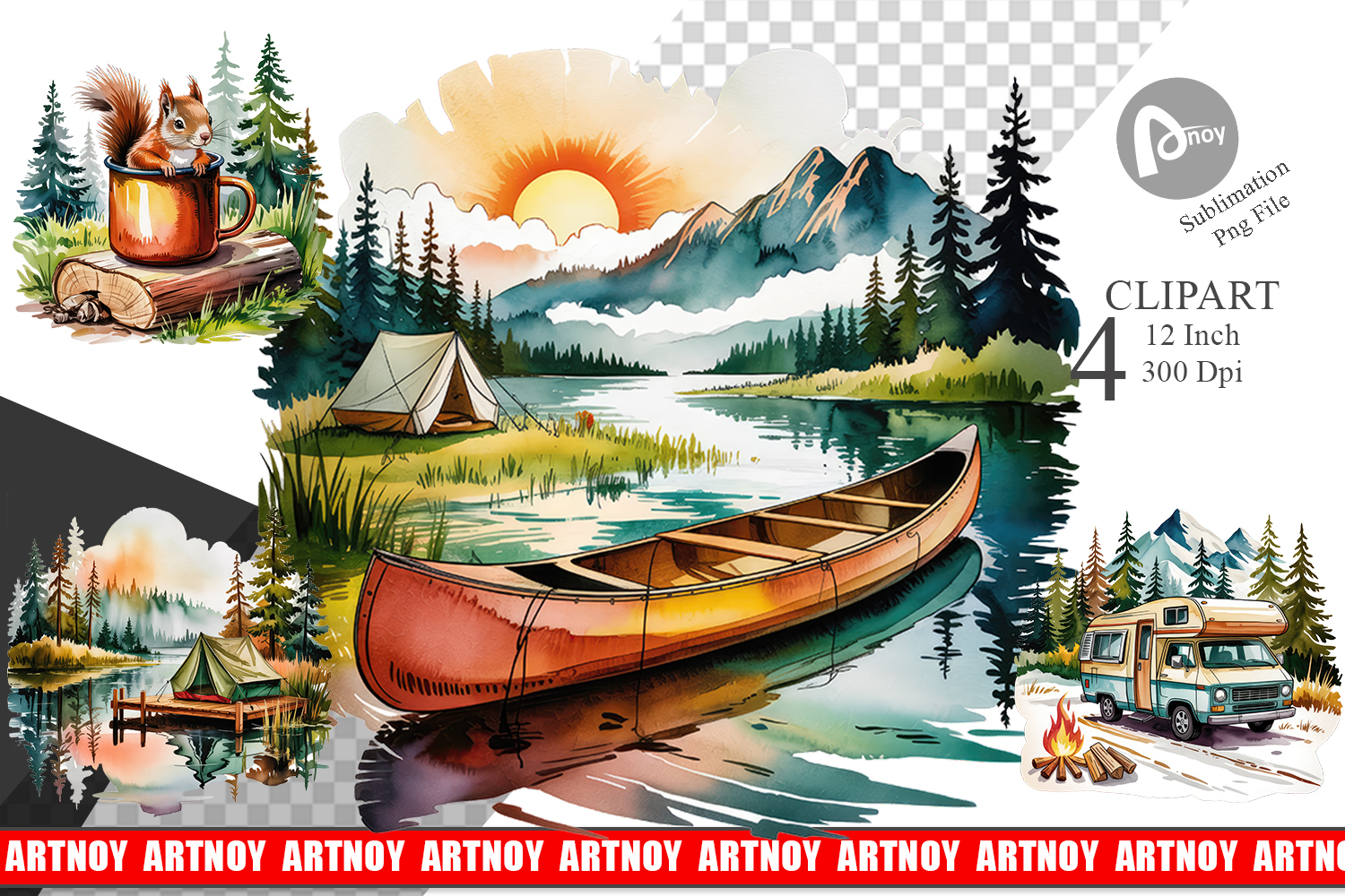 Vintage Camping Vibes Clipart product image 1