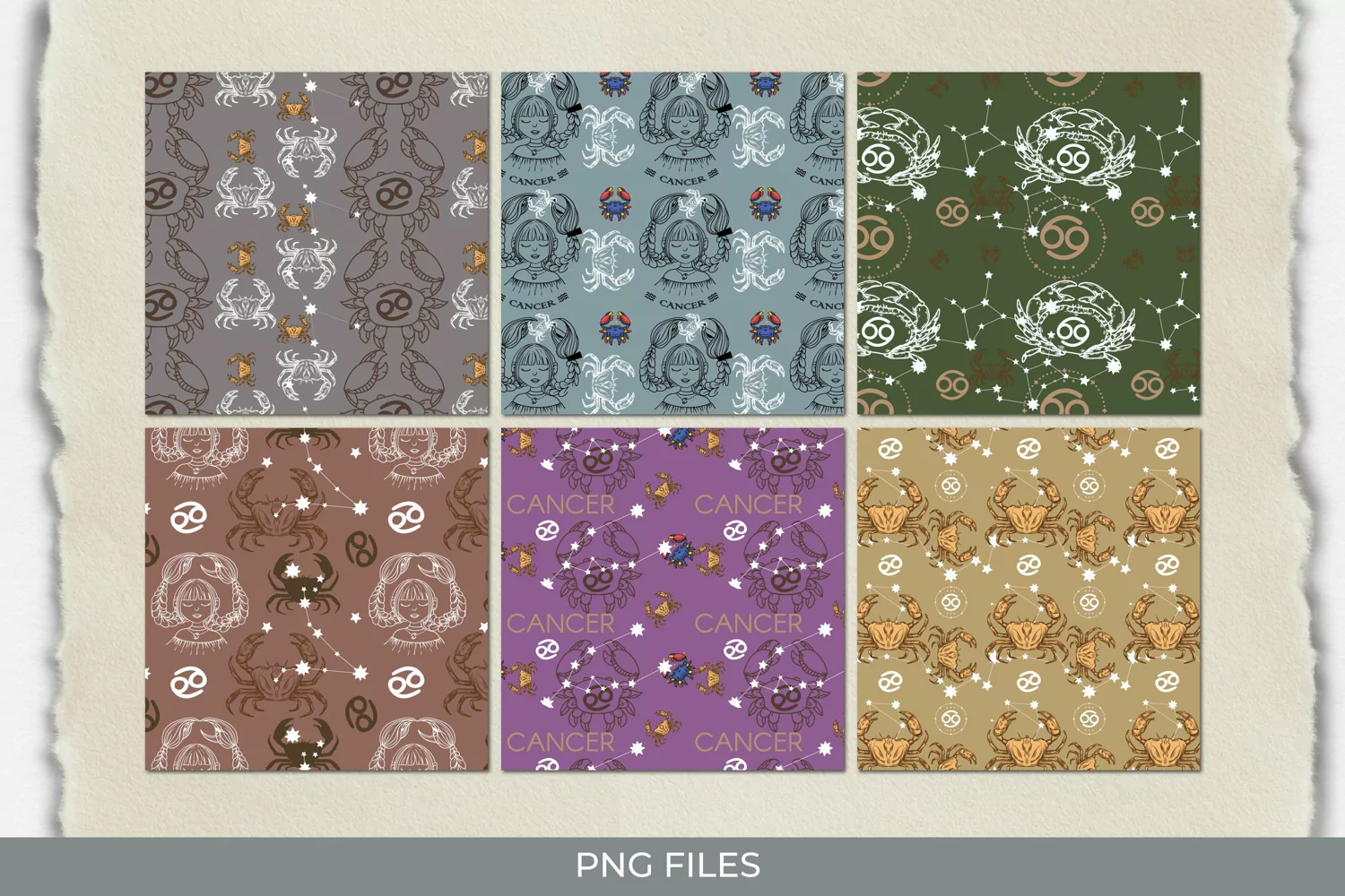 Vintage Cancer Sign Seamless Pattern Paper Packs product image 1