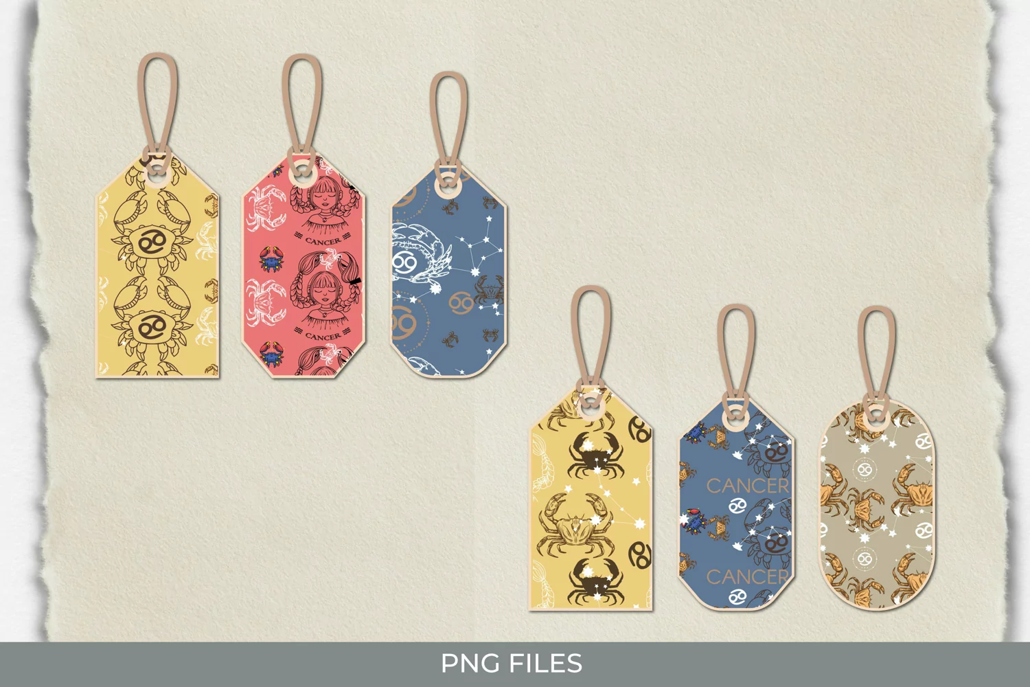 Vintage Cancer Sign Seamless Pattern Shaped Tags product image 1