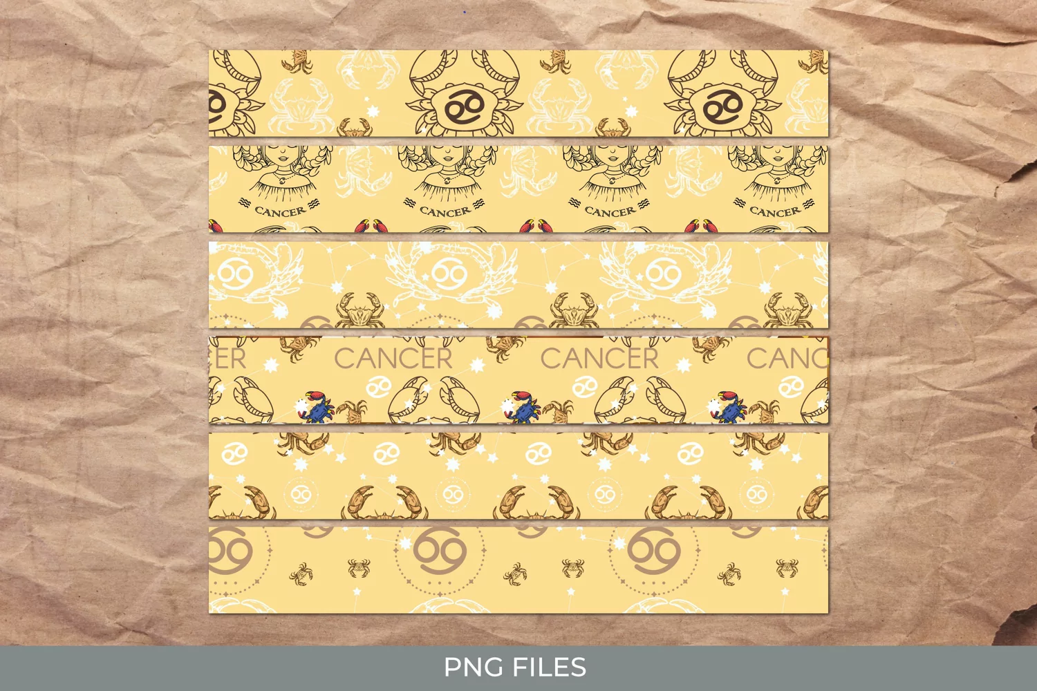 Vintage Cancer Sign Seamless Pattern Strips product image 1