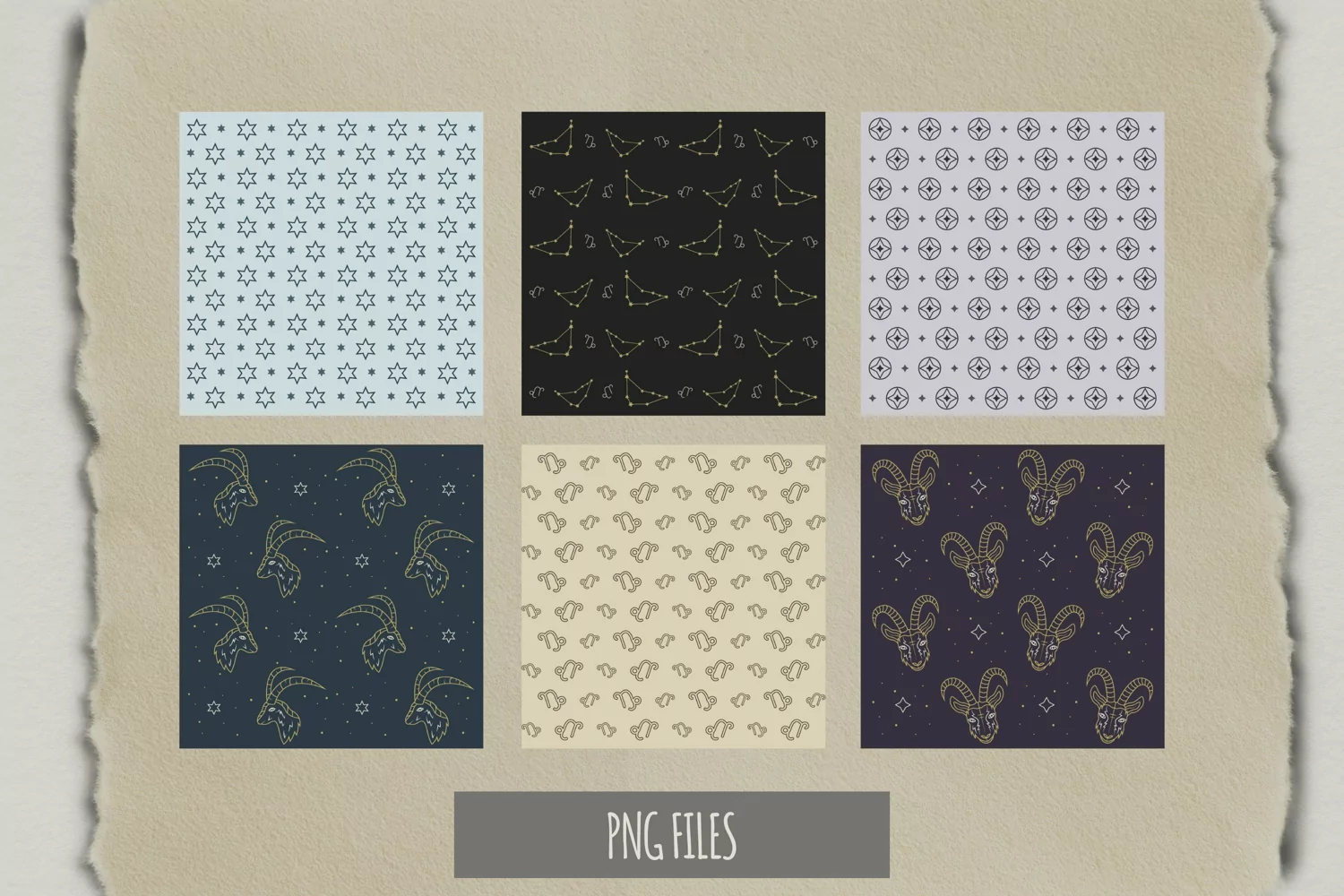 Vintage Capricorn Sign Seamless Pattern Paper Packs product image 1