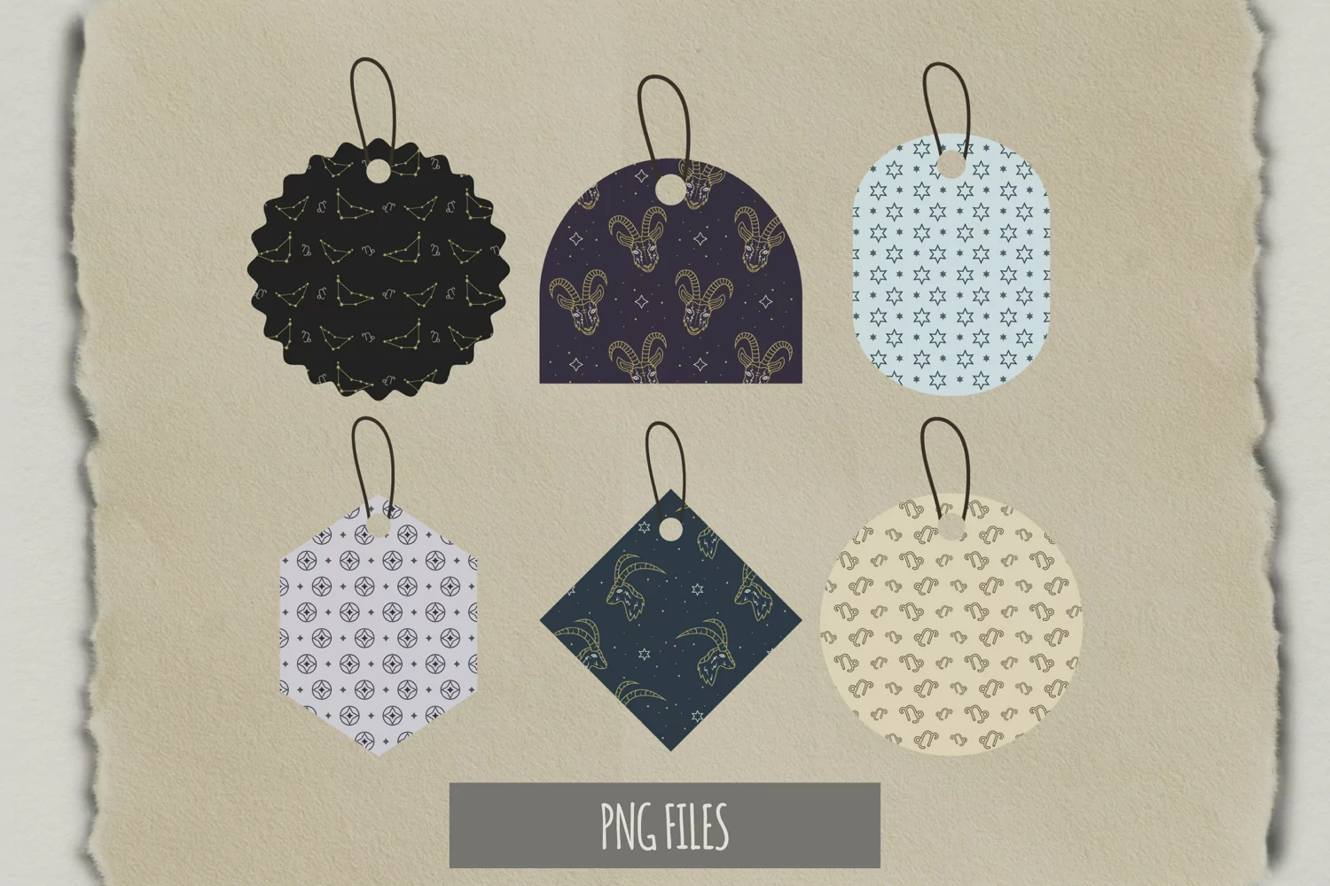 Vintage Capricorn Sign Seamless Pattern Tags product image 1