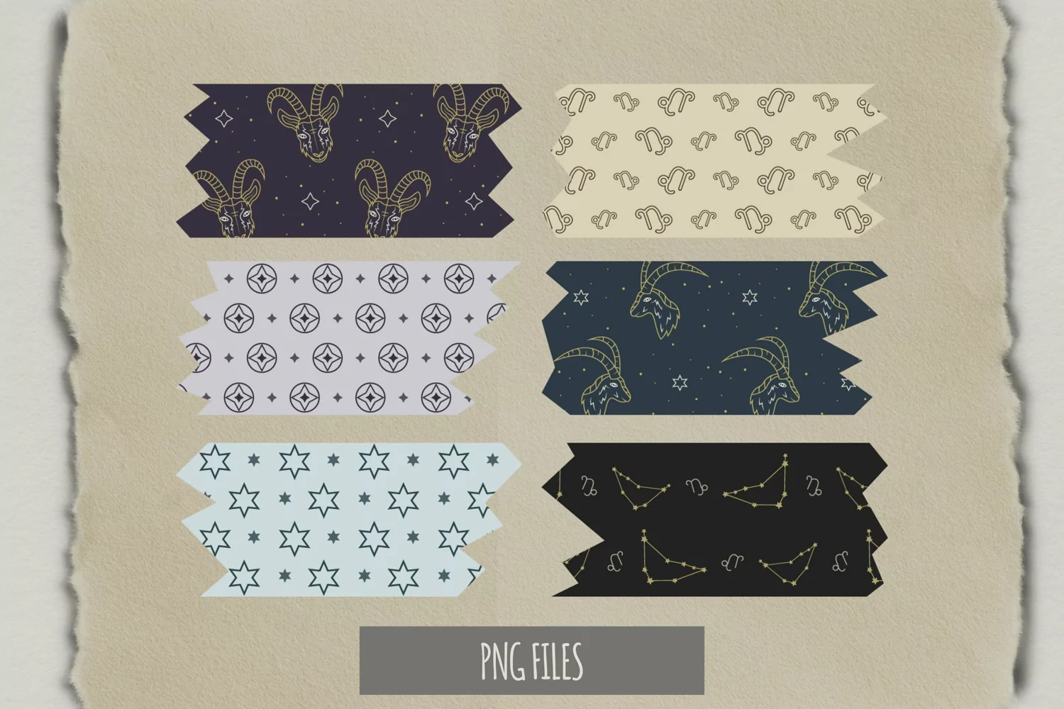 Vintage Capricorn Sign Seamless Pattern Tape product image 1