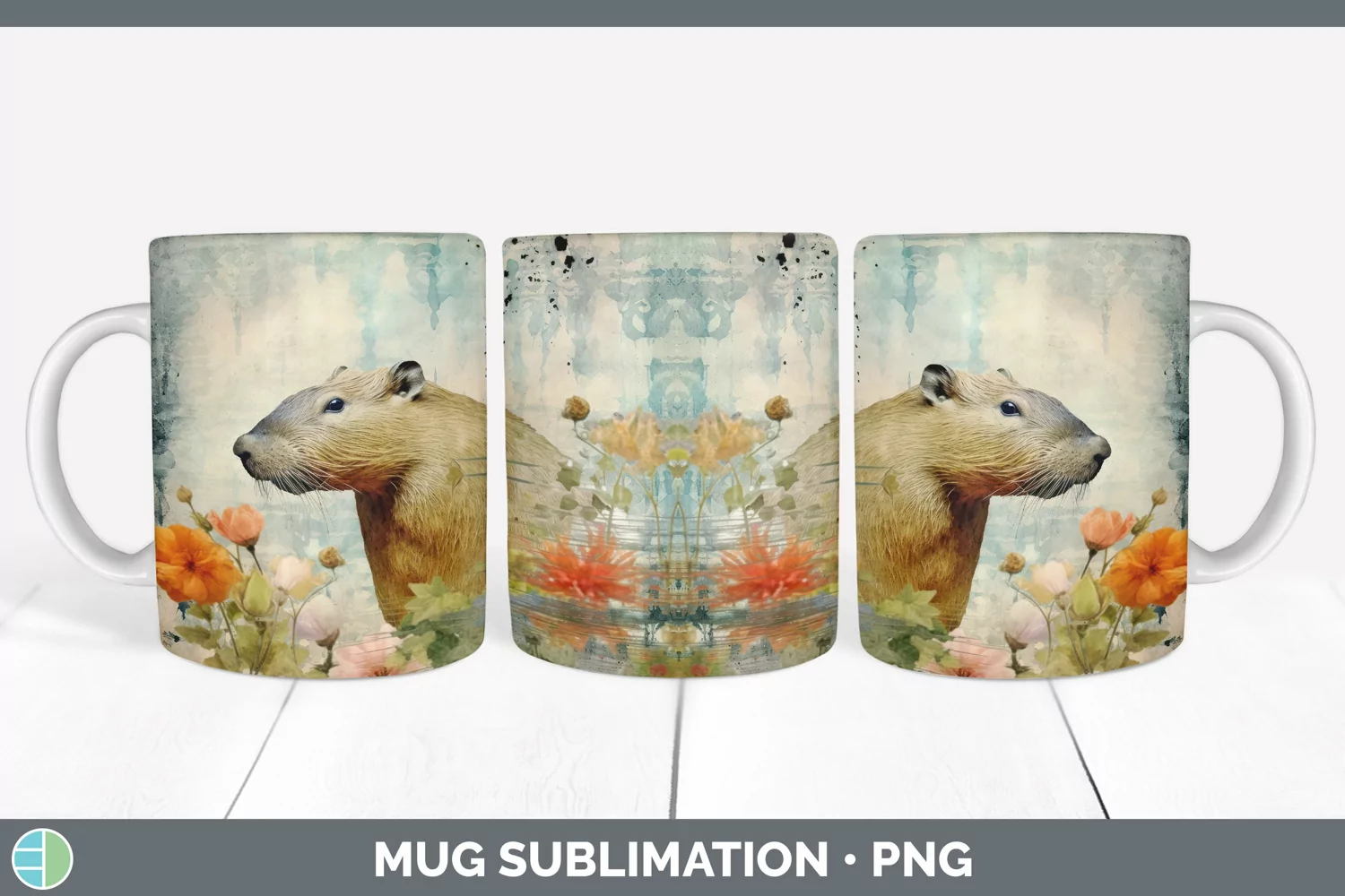 GorgeousDecoupage Capybaras Mug Wrap design.