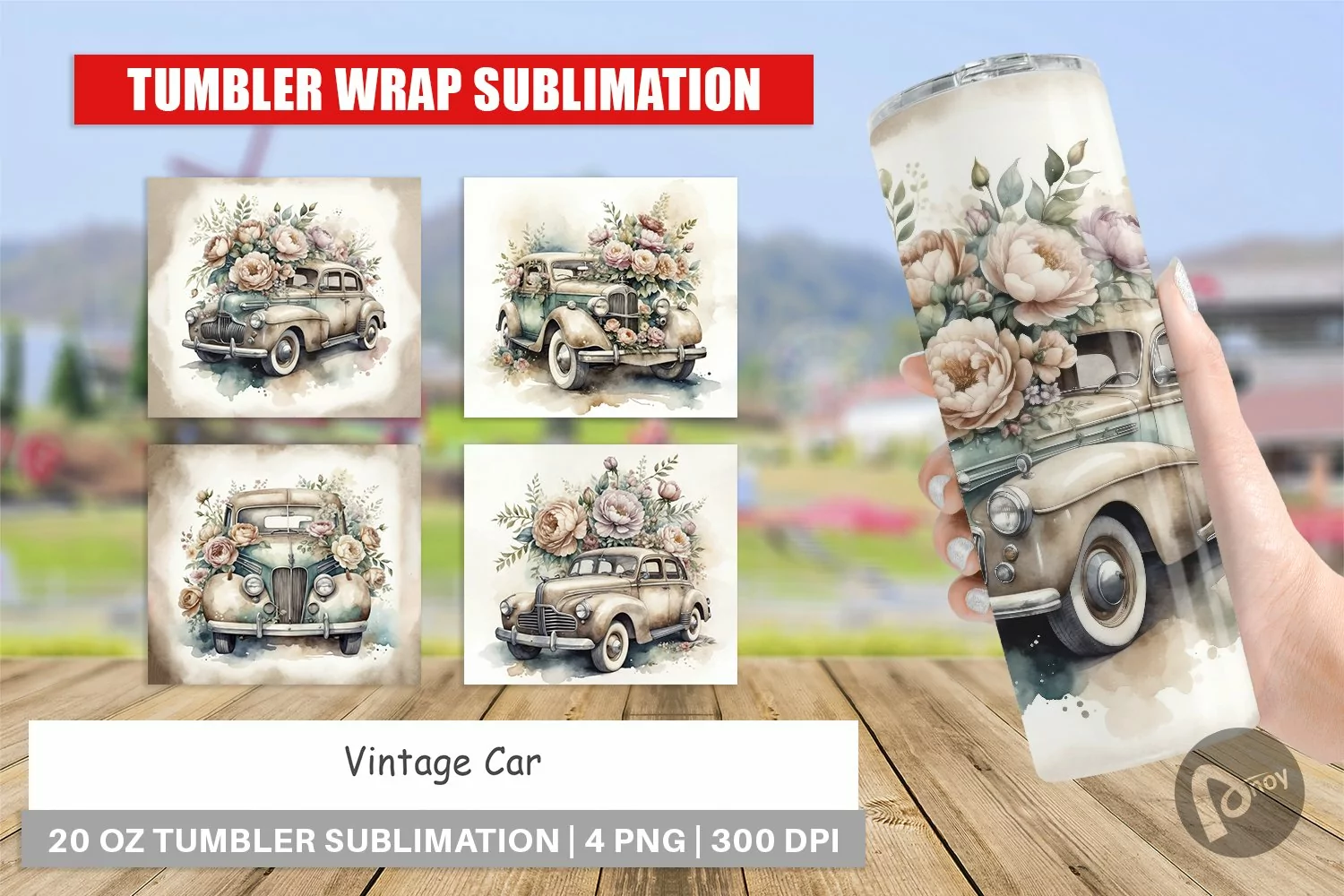 Tumbler Wrap Vintage Car product image 1