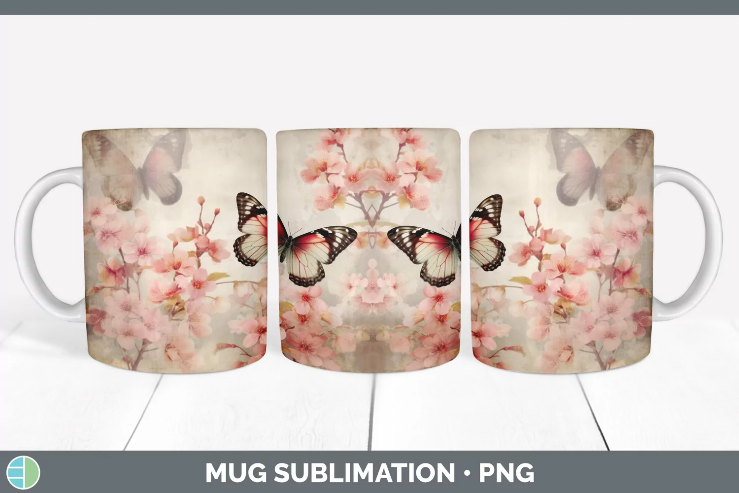 GorgeousDecoupage Cherry Blossoms Mug Wrap design.