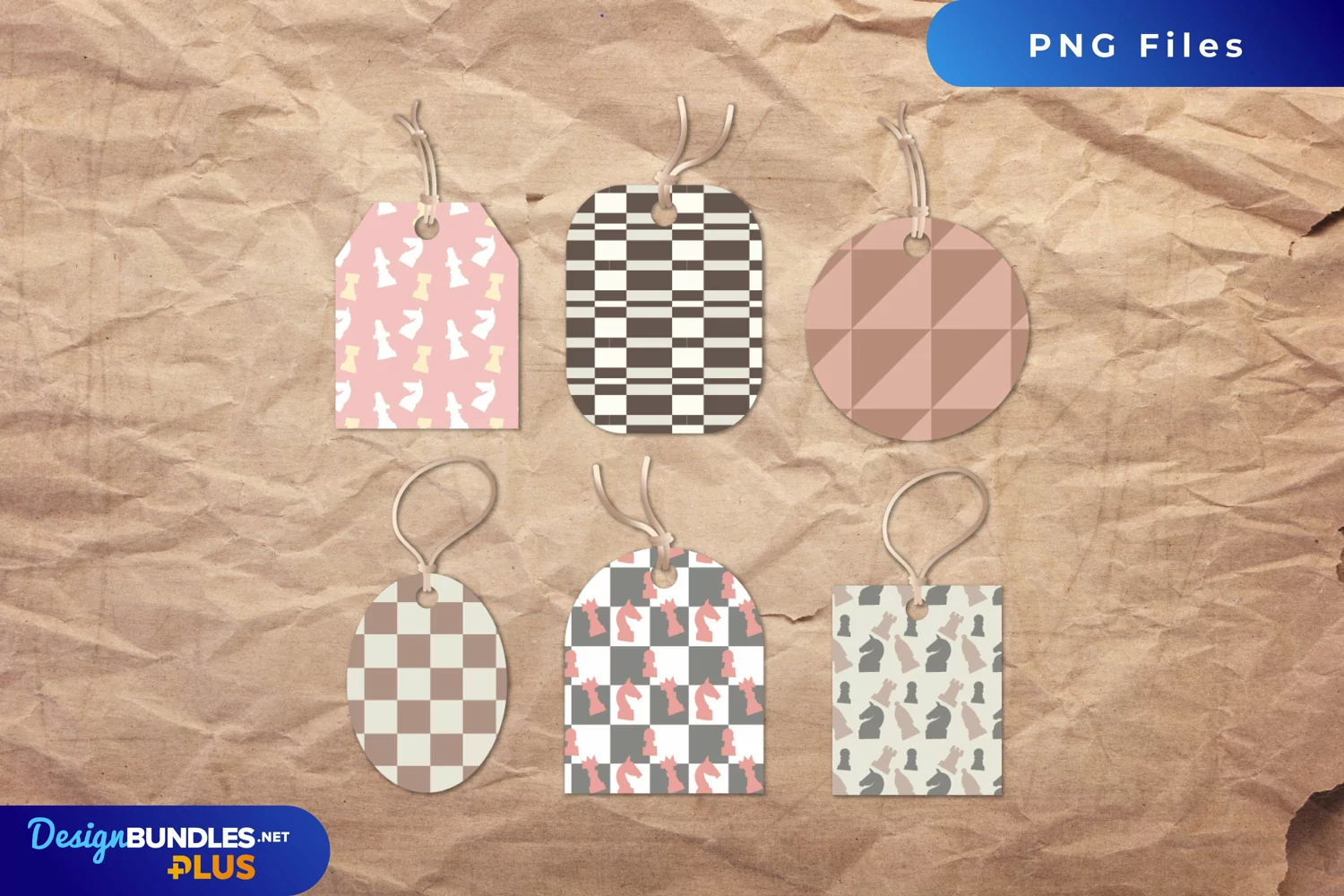 Vintage Chess Pieces Seamless Pattern Shaped Tags product image 1