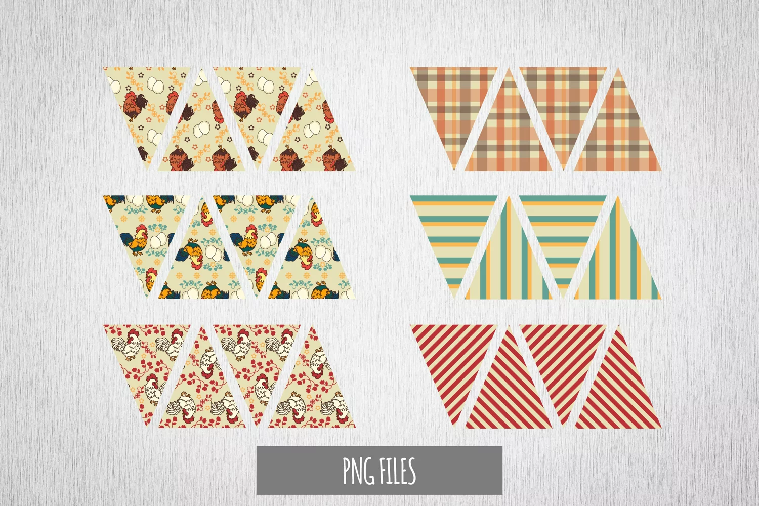 Vintage Chicken Seamless Pattern Bunting Banner product image 1