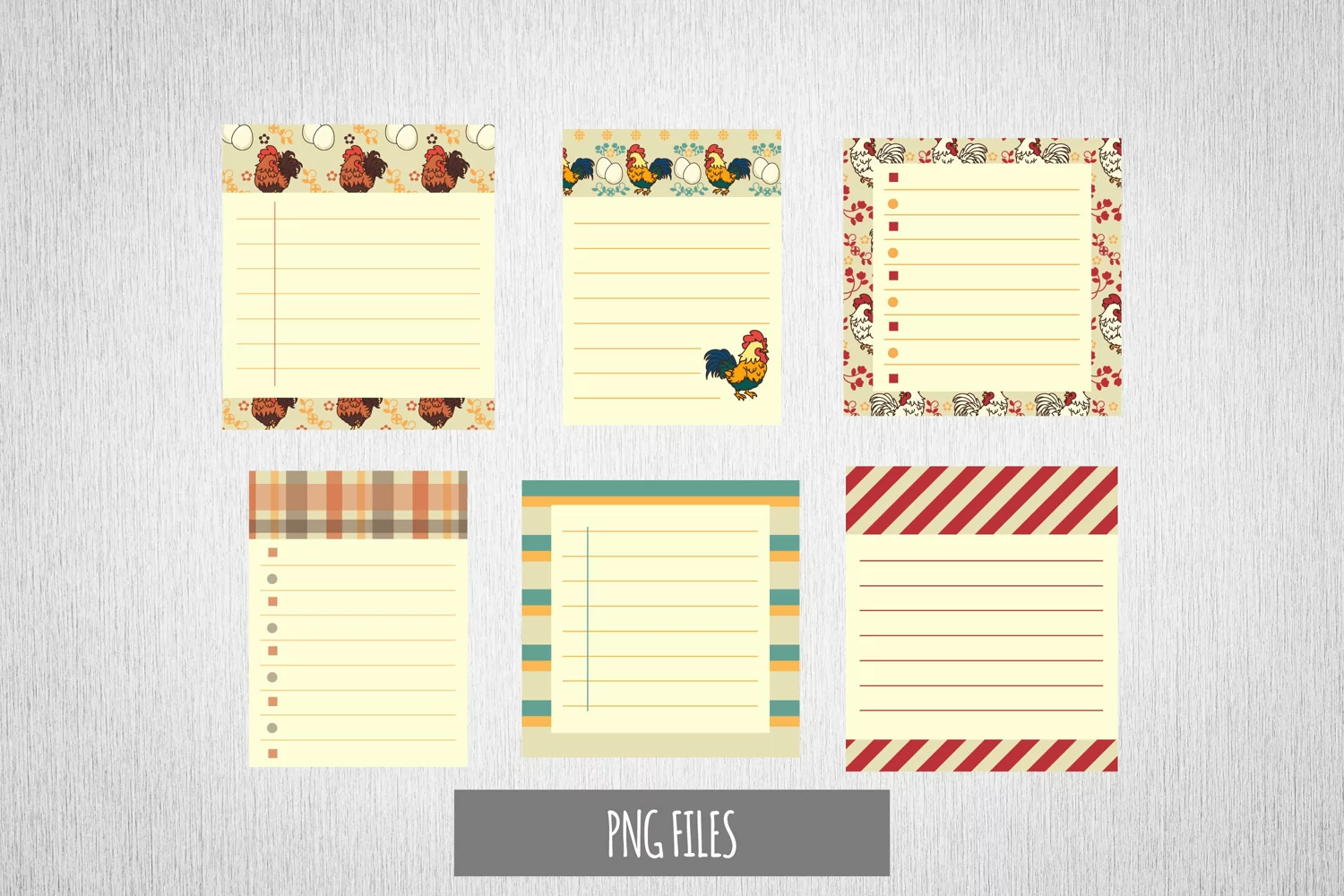 Vintage Chicken Seamless Pattern Shaped Journaling Page product image 1