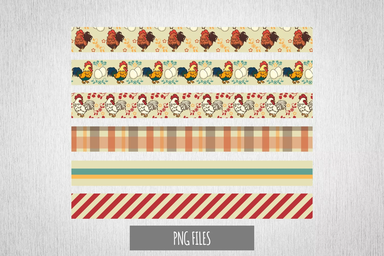 Vintage Chicken Seamless Pattern Stripe product image 1