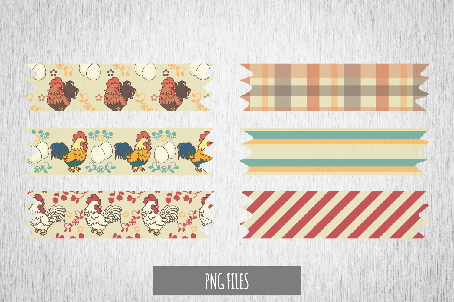 Vintage Chicken Seamless Pattern Tape product image 1