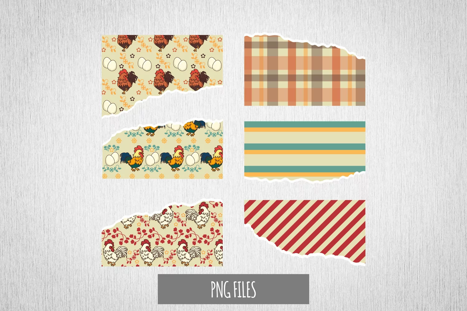 Vintage Chicken Seamless Pattern Torn Paper product image 1