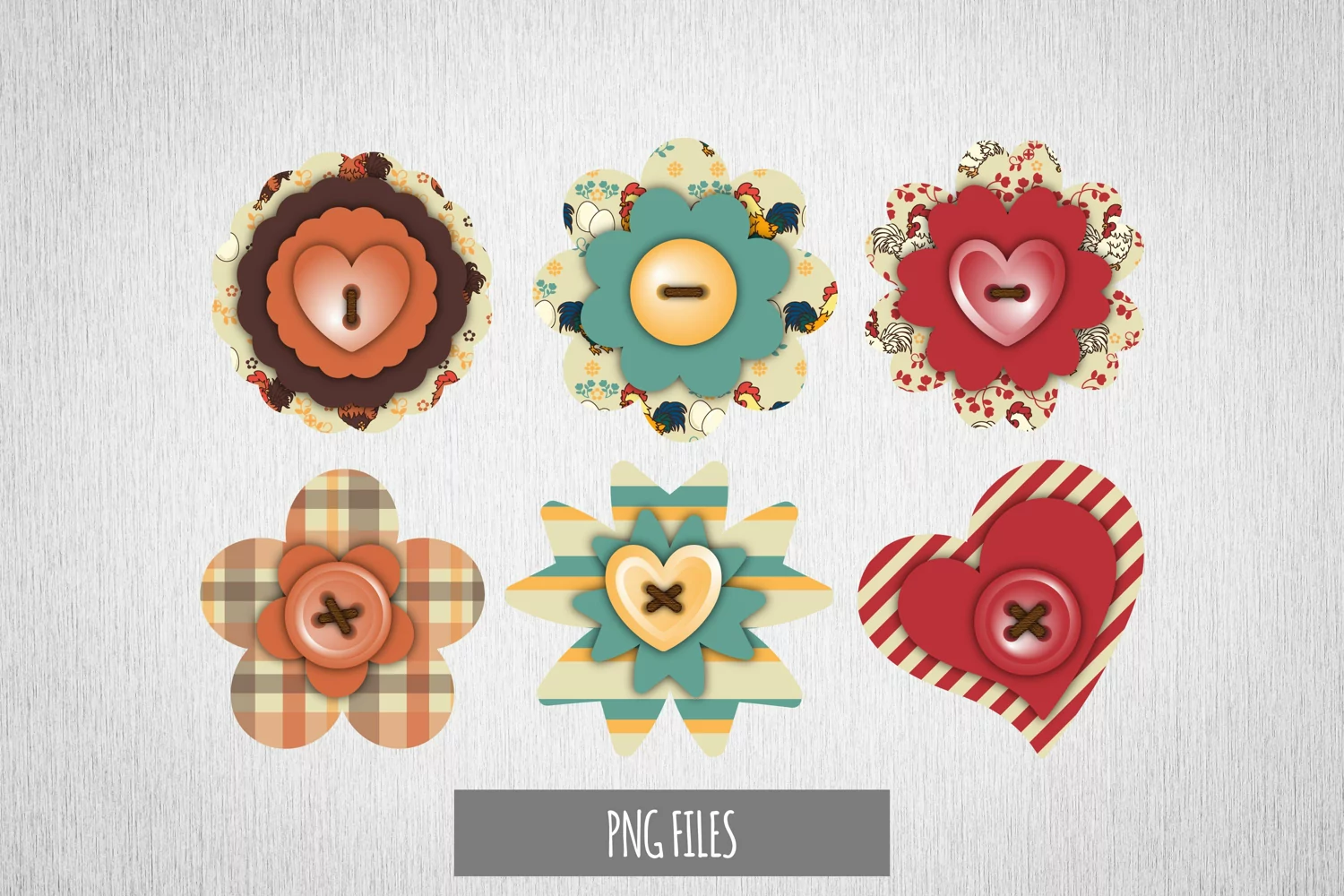 Vintage Chicken Seamless Pattern Button product image 1