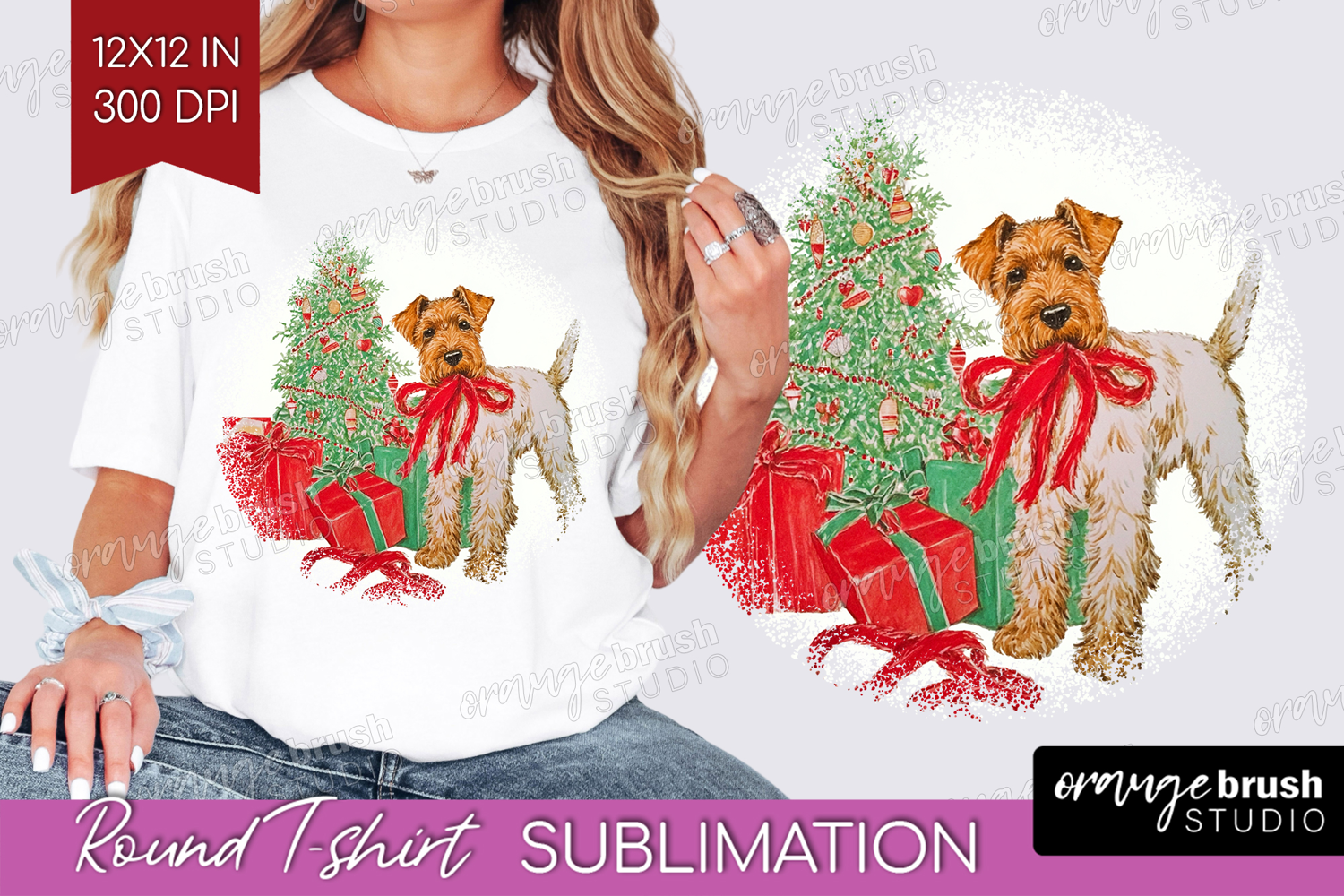 Vintage Christmas Round Tshirt Background - Retro Xmas PNG product image 1