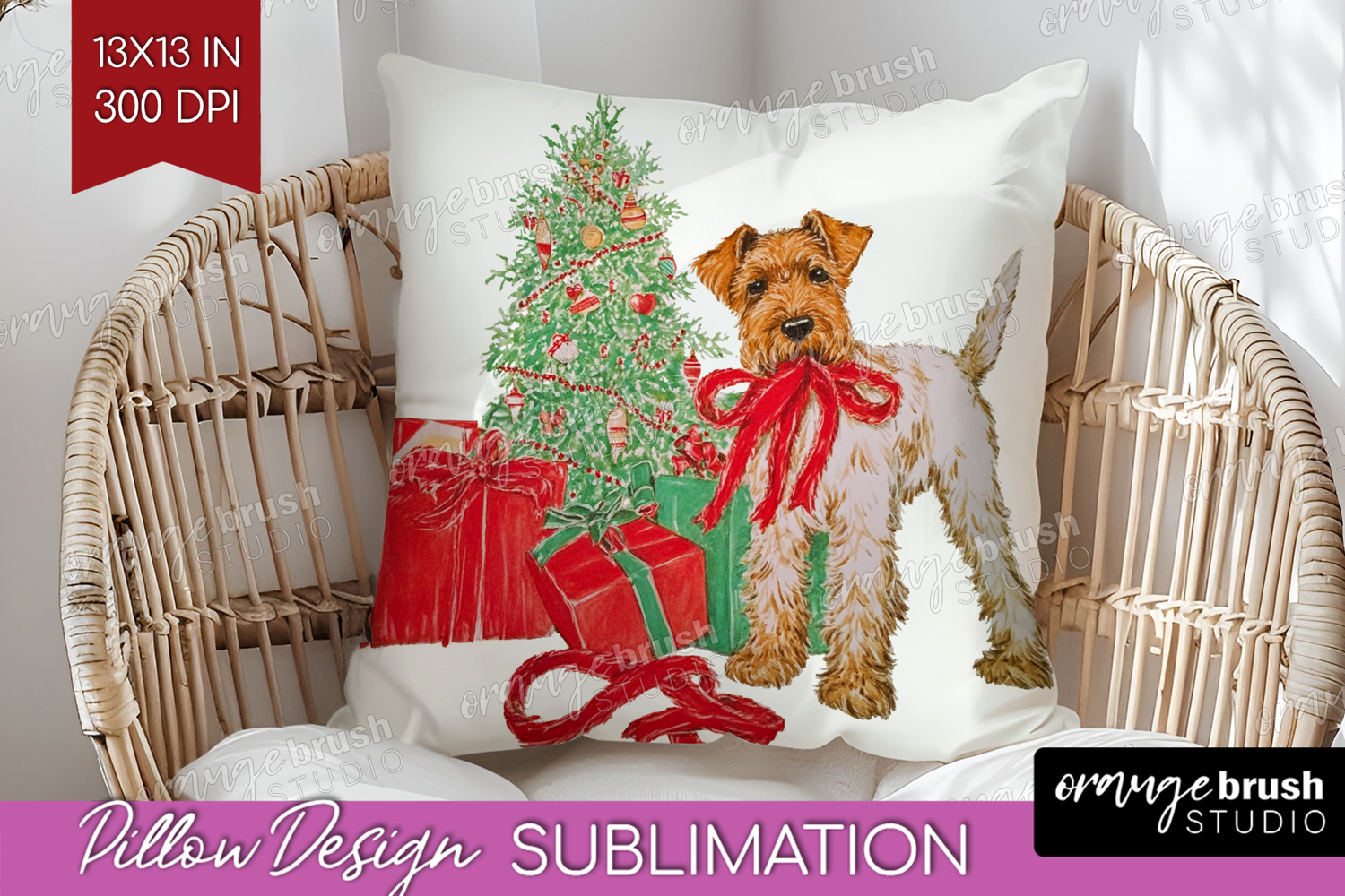 Vintage Christmas Pillow Sublimation - Retro Xmas Pillow PNG product image 1