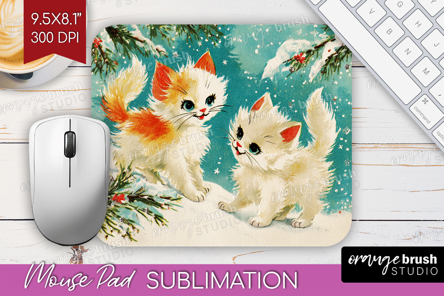 Vintage Christmas Mouse Pad Sublimation - Retro Xmas PNG product image 1