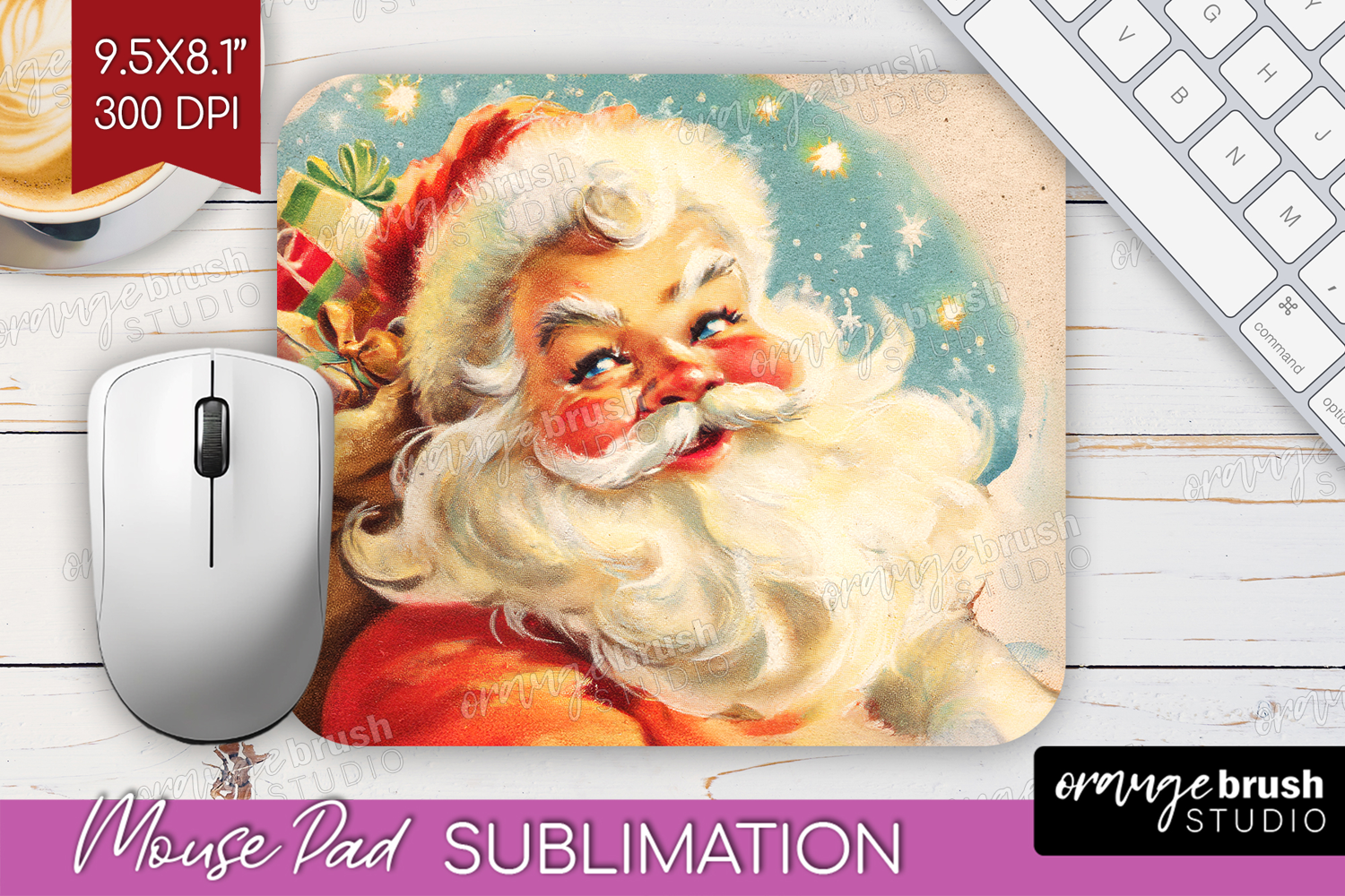 Vintage Christmas Mouse Pad Sublimation - Retro Xmas PNG product image 1