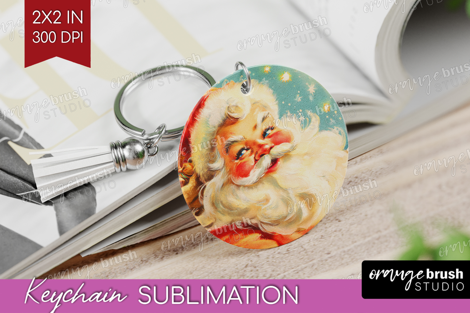 Vintage Christmas Keychain PNG - Retro Xmas Keychain product image 1