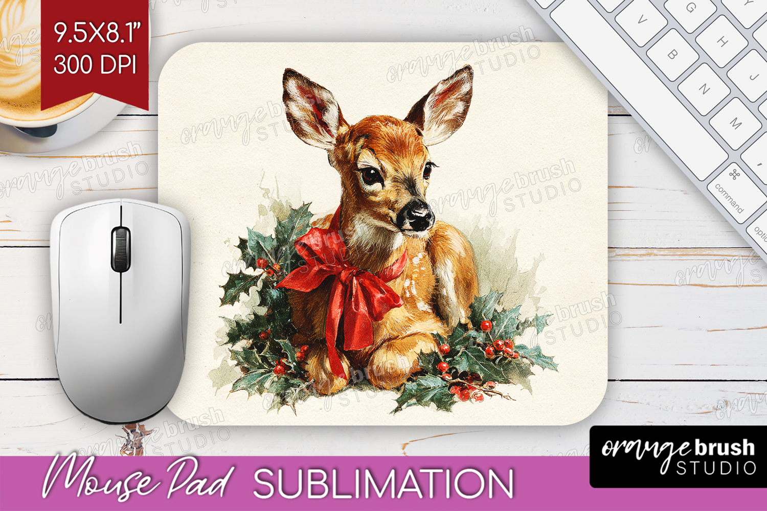 Vintage Christmas Mouse Pad Sublimation - Retro Xmas PNG product image 1