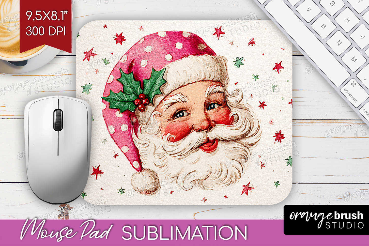 Vintage Christmas Mouse Pad Sublimation - Retro Xmas PNG product image 1