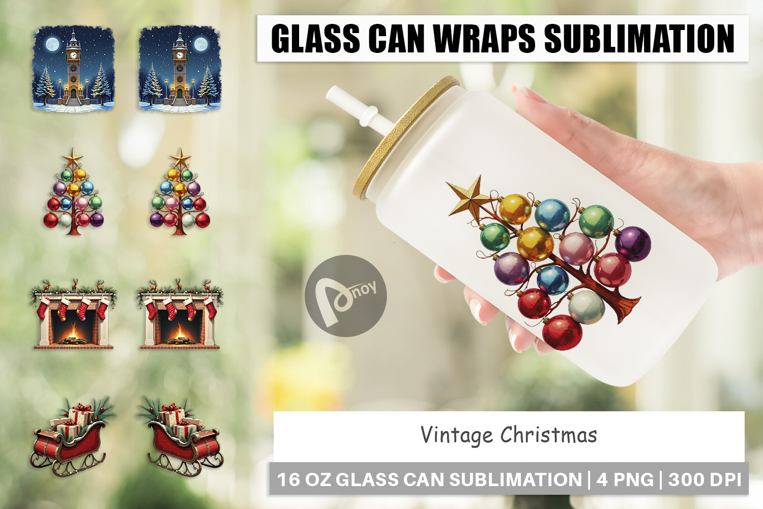 Glass Can Vintage Christmas