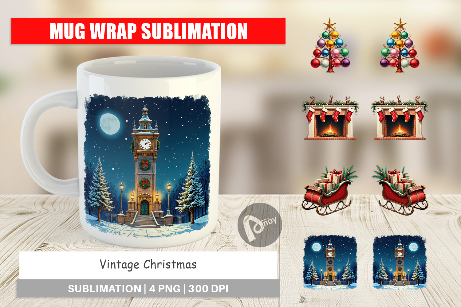 Mug Wrap Vintage Christmas