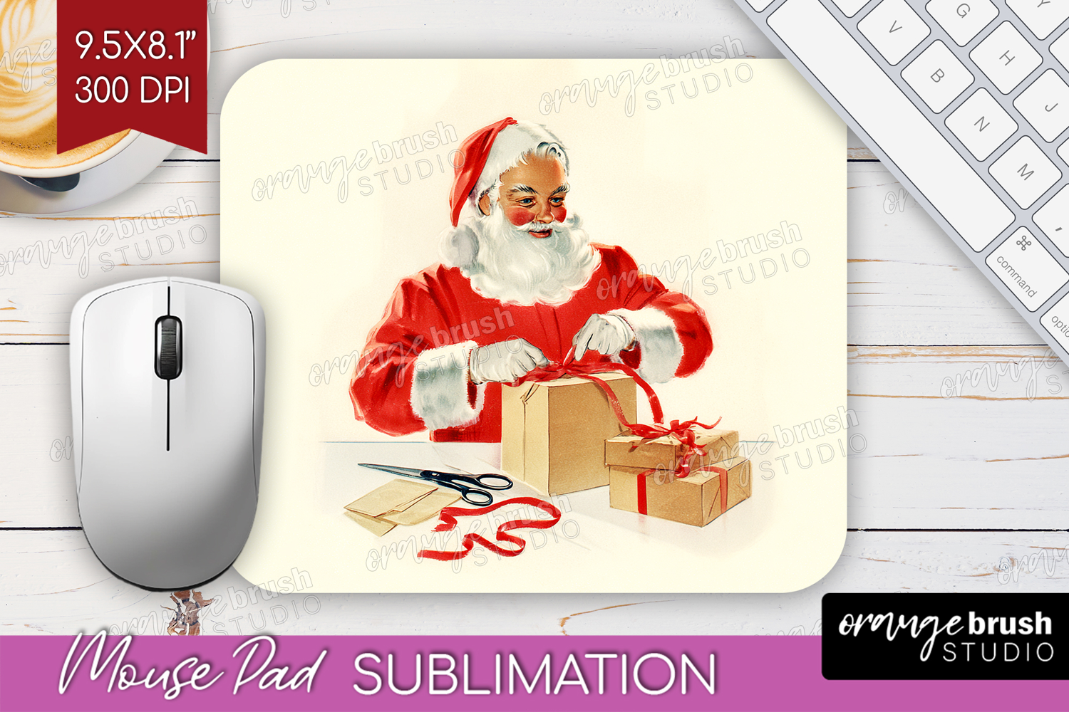 Vintage Christmas Mouse Pad Sublimation - Retro Xmas PNG product image 1