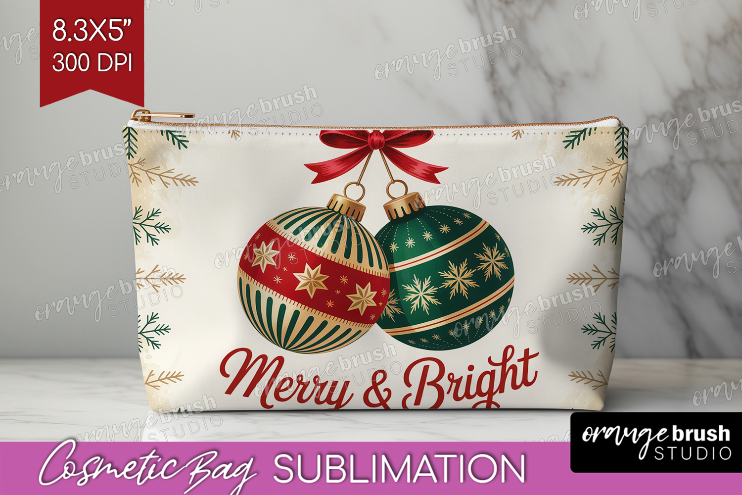 Vintage Christmas Cosmetic Bag - Retro Xmas Makeup Bag PNG product image 1