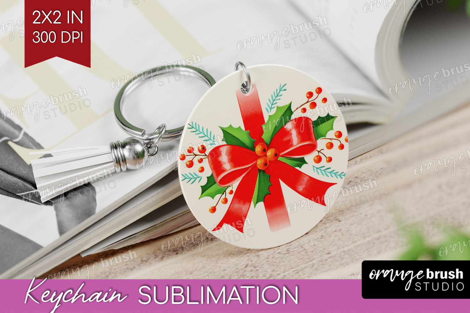Vintage Christmas Keychain PNG - Retro Xmas Keychain product image 1
