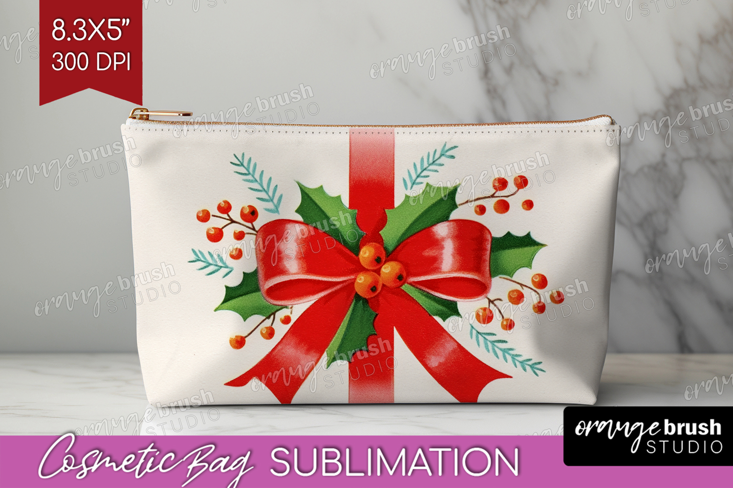 Vintage Christmas Cosmetic Bag - Retro Xmas Makeup Bag PNG product image 1