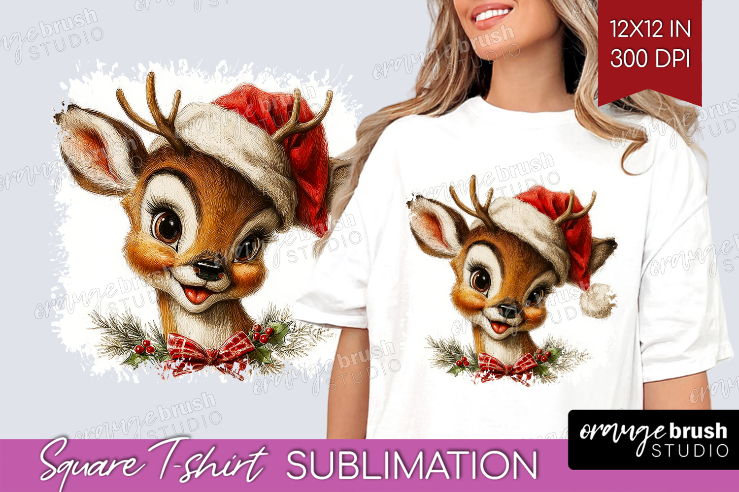 Vintage Christmas Square Tshirt Background - Retro Xmas PNG product image 1