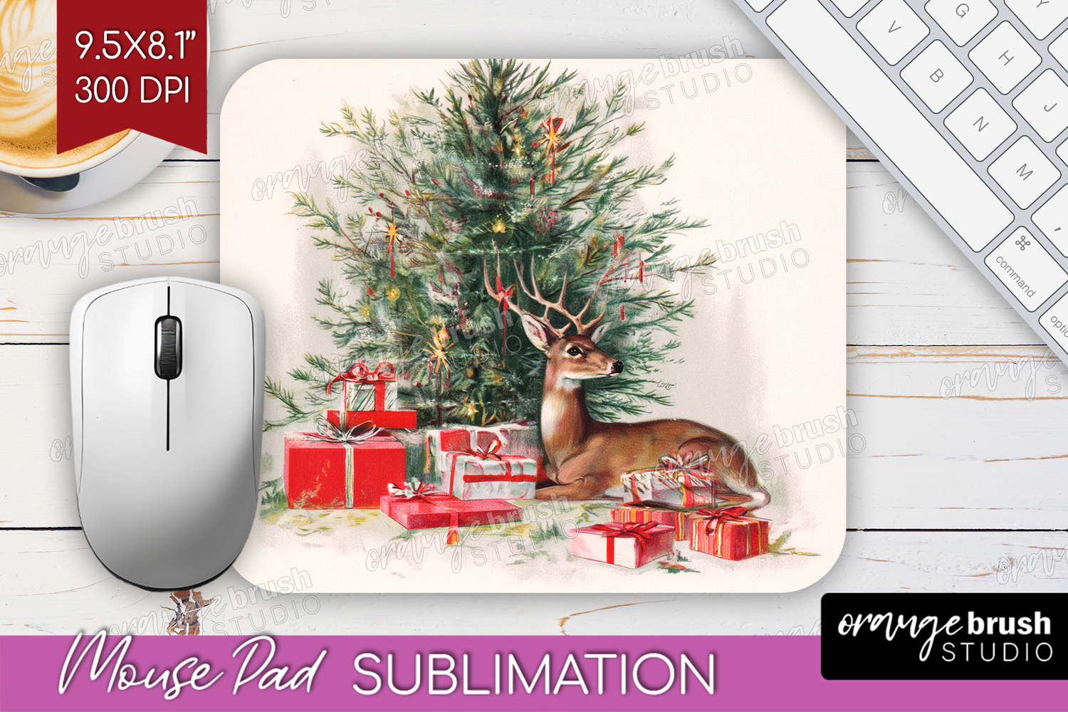 Vintage Christmas Mouse Pad Sublimation - Retro Xmas PNG product image 1