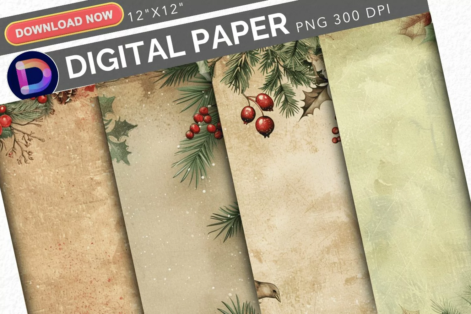 Vintage Christmas Digital Paper product image 1